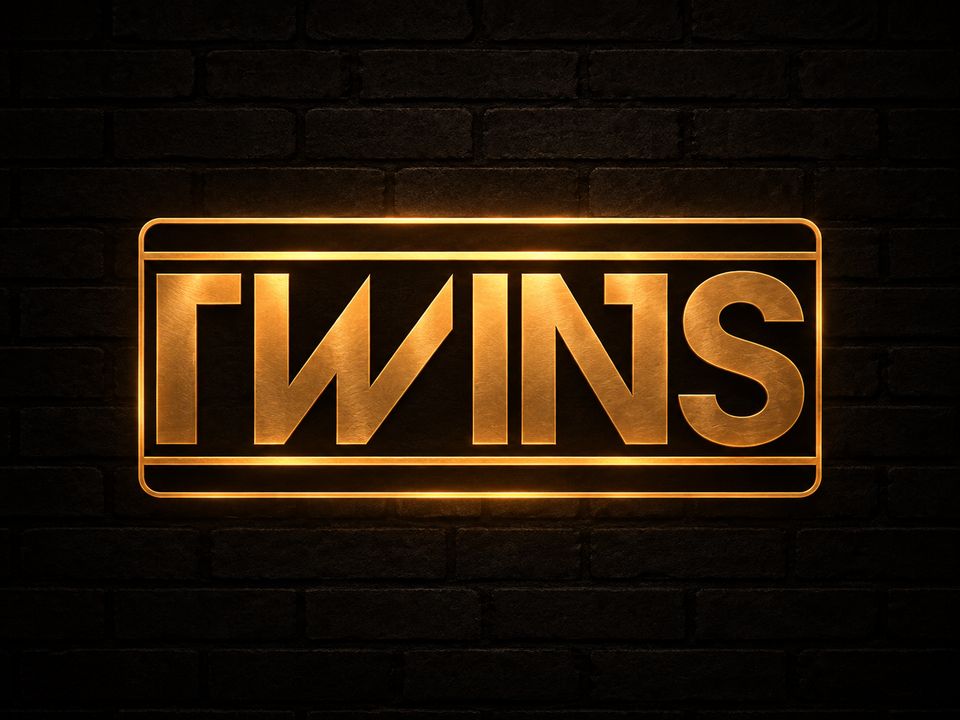 Twins logo as a gold neon sign